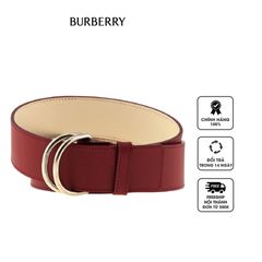 Thắt lưng nữ Burberry Double D-Ring Colorblock Leather Belt in Crimson/Limestone