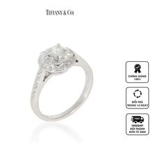 Nhẫn Pre-Owned Tiffany Halo Engagement Ring G VVS2 1.66 CTW 134836