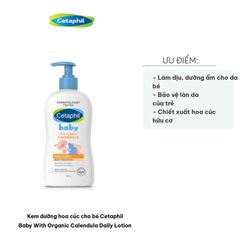 Kem Dưỡng Da Cho Bé Cetaphil Baby 400ml Với Hoa Cúc Hữu Cơ Giúp Dưỡng Ẩm & Bảo Vệ Da Nhạy Cảm, An Toàn & Dịu Nhẹ
