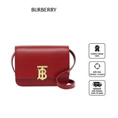 Túi đeo chéo Burberry TB Mini Dark Carmine Leather màu đỏ