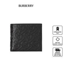 Ví nam Burberry TB Leather Monogram Print Bifold Wallet màu đen