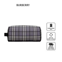 Túi cầm tay Burberry Check Pouch Clutch With Handle In Grey