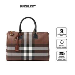 Túi xách nữ Burberry Medium Check Bowling Bag màu nâu đậm