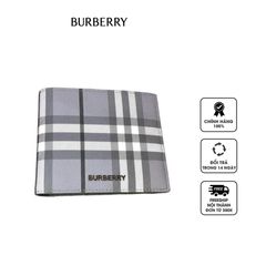 Ví nam Burberry Vintage Check Bifold Wallet màu xám logo đen