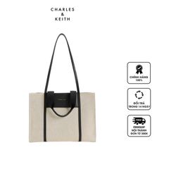 Túi nữ Charles & Keith Shalia Canvas Tote Bag CK2-30782048-1 Black