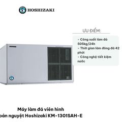 Máy làm đá viên hình bán nguyệt Hoshizaki KM-1301SAH-E - Công suất 505kg/24h, lý tưởng cho nhà hàng, khách sạn, quán bar