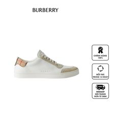 Giày thể thao Burberry Leather, Suede and Check Cotton 80664681 Neutral White