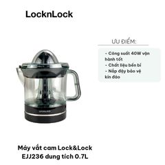 Máy Vắt Cam Lock&Lock EJJ236 - Dung Tích 0.7L, Công Suất 40W, Thiết Kế Gọn Nhẹ, Thao Tác Dễ Dàng, Thích Hợp Không Gian Bếp Sang Trọng
