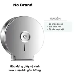 Hộp Đựng Giấy Vệ Sinh Inox Cuộn Lớn Gắn Tường - Thiết Kế Sang Trọng, Chống Va Đập, Dễ Dàng Sử Dụng, Phù Hợp Nhà Hàng, Khách Sạn