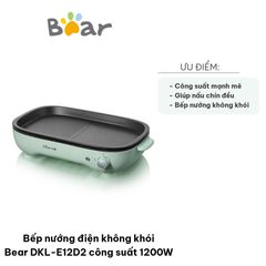 Bếp Nướng Điện Không Khói Bear DKL-E12D2 - 1200W, Khay Nướng Chống Dính, Nướng Thịt Ngon Tại Nhà, Thiết Bị Tiện Lợi Cho Gia Đình 4-5 Người