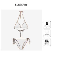 Bộ Bikini Burberry Check Trim Bikini White Item 80107701
