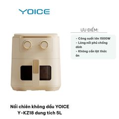Nồi Chiên Không Dầu YOICE Y-KZ18 5L - Công Suất 1500W, Thiết Kế Hiện Đại, Chín Giòn Không Cần Lật