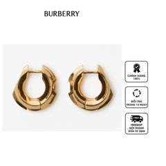 Bông tai mạ vàng Burberry Small Hollow Hoop Earrings Gold 80747651