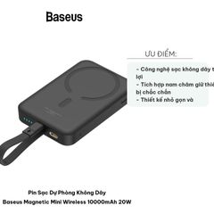 Pin Sạc Dự Phòng Không Dây Baseus Magnetic Mini 10000mAh 20W - Sạc Nhanh, Gọn Nhẹ, Tiện Dụng Cho Điện Thoại Di Động