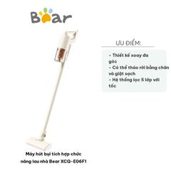 Máy Hút Bụi Tích Hợp Lau Nhà Bear XCQ-E06F1 - Bình Chứa Nước, Công Suất 600W, Linh Hoạt, Tiết Kiệm Thời Gian Dọn Dẹp