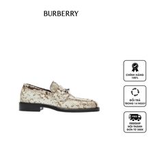 Giày lười nam Burberry Leather Barbed Loafers 80801121 Serpent