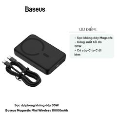 Sạc Dự Phòng Không Dây Baseus 30W Magnetic Mini Wireless 10000mAh - Sạc Nhanh USB-C, Dễ Dàng Mang Theo