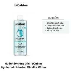 Nước tẩy trang 3in1 laCabine Hyaluronic Infusion - Làm sạch sâu, cấp ẩm và trẻ hóa da, công thức dịu nhẹ cho mọi loại da, 400ml.