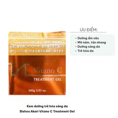 Kem Dưỡng Trẻ Hóa Sáng Da Bishou Akari Vitano C Treatment Gel 100g - Làm Trắng, Mờ Thâm Sạm, Dưỡng Ẩm Sâu, Chống Lão Hóa Da