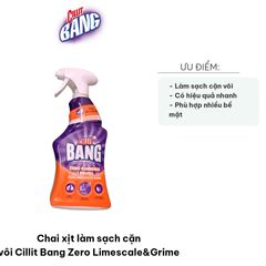 Chai Xịt Làm Sạch Cặn Vôi Cillit Bang Zero Limescale&Grime 750ml - Tẩy Rửa Hiệu Quả Phòng Tắm và Bồn Rửa Bát