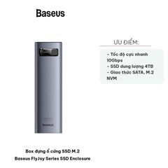 Hộp đựng ổ cứng SSD M.2 Baseus FlyJoy 4TB Type C 3.2 Gen2, Vỏ nhôm bền bỉ, Tản nhiệt tốt, Phù hợp với Windows, Mac, Linux