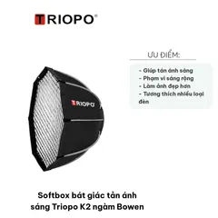 Softbox Bát Giác Tản Ánh Sáng Triopo K2 Ngàm Bowen - Phụ Kiện Chụp Ảnh Chuyên Nghiệp, Đèn Studio, Quay Phim