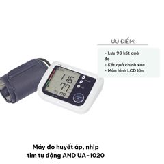 Máy Đo Huyết Áp Tự Động AND UA-1020 - Nhịp Tim, Kết Quả Chính Xác, Thiết Kế Thoải Mái, Phát Hiện Bất Thường, Phù Hợp Tất Cả Người Dùng