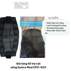 Đai lưng hỗ trợ cột sống Eunice Med CPO-6211 - Giảm đau lưng, hỗ trợ tư thế, thiết kế thoáng nhẹ, dùng khi chơi thể thao và sinh hoạt hàng ngày.