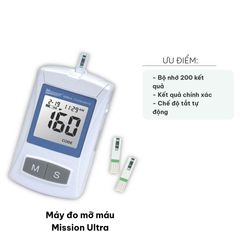 Máy Đo Mỡ Máu Mission Ultra - Thiết Bị Kiểm Soát Cholesterol Chính Xác Từ Đầu Ngón Tay, Dễ Sử Dụng Tại Nhà, Bảo Vệ Sức Khỏe