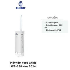 Máy Tăm Nước Chido WF-238 New 2024 - Thiết Kế 4 Đầu Phun, 5 Chế Độ Phun Thông Minh, Chăm Sóc Răng Miệng Tối Ưu