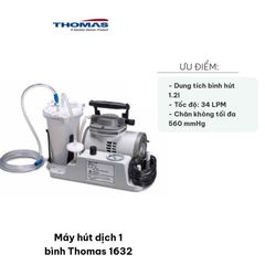 Máy Hút Dịch 1 Bình Thomas 1632 - Thiết Bị Y Tế Chuyên Dụng Hút Dịch Sau Phẫu Thuật, Gọn Nhẹ, Chất Lượng Cao