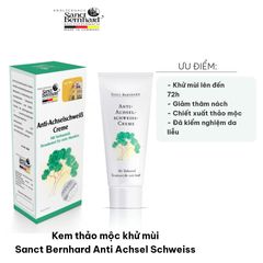Kem khử mùi thảo mộc Sanct Bernhard Anti Achsel Schweiss 100ml - Ngăn mồ hôi và kháng khuẩn, se lỗ chân lông hiệu quả