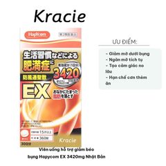 Viên uống giảm béo bụng Hapycom EX 3420mg - Hỗ trợ giảm mỡ, thanh lọc cơ thể và tạo cảm giác no lâu từ Nhật Bản, Hộp 360 viên