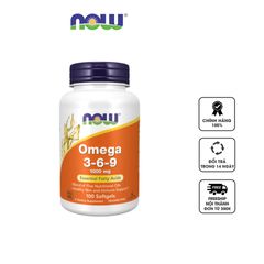 Viên uống NOW Omega 3-6-9 1000mg hỗ trợ miễn dịch - Bổ sung Omega hoàn hảo cho người trưởng thành, hỗ trợ sức khỏe tim mạch và làn da khỏe mạnh