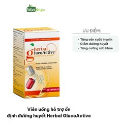 Viên uống Herbal GlucoActive - Hỗ trợ ổn định đường huyết, tăng cường sức khỏe, phòng ngừa biến chứng tiểu đường - Hộp 30 viên