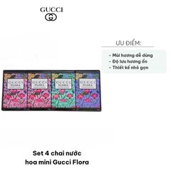 Set 4 Chai Nước Hoa Mini Gucci Flora - Hương Gardenia, Jasmine, Magnolia EDP, Quà Tặng Sang Trọng Cho Nữ
