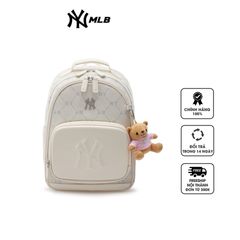 Balo Trẻ Em MLB Diamond Monogram Cute Bear NY Yankees 7ABKMD34N-50IVS Màu Ivory - Balo Chất Liệu Bền, Thiết Kế Đáng Yêu