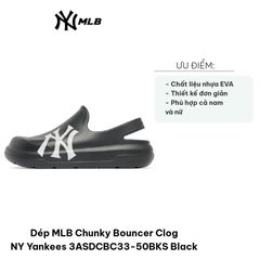 Dép Clog MLB Chunky Bouncer NY Yankees 3ASDCBC33-50BKS Đen - Thời Trang Đường Phố Độc Đáo cho Fan Bóng Chày