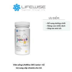 Viên uống LifeWise 365 Junior+ cung cấp vitamin cho trẻ - Hỗ trợ phát triển xương, trí nhớ và miễn dịch tốt hơn, 60 viên/ngày.