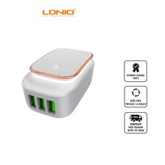 Củ sạc LDNIO A3305 3 cổng kèm cáp Type C - Sạc nhanh 3 thiết bị đồng thời, thiết kế gọn nhẹ, đảm bảo bảo vệ an toàn