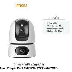 Camera Wifi 2 ống kính Imou Ranger Dual 6MP IPC-S2XP-6M0WED - Quay 360 độ, Hồng ngoại, Đàm thoại 2 chiều, Giám sát thông minh tại nhà