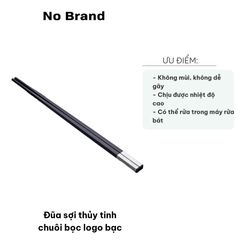 Hộp 10 Đôi Đũa Sợi Thủy Tinh Bọc Logo Bạc - Đũa Chống Trơn, Không Mùi, Chịu Nhiệt 220 Độ C, Dụng Cụ Nhà Bếp Cao Cấp