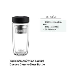 Bình Nước Thủy Tinh 350ml Casava Classic - Bình Giữ Nhiệt 2 Lớp Sang Trọng, Có Lõi Lọc Trà, Thích Hợp Mang Đi Làm, Du Lịch