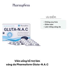 Viên uống làm sáng da Pharmaform Gluta-N.A.C - Hỗ trợ chống oxy hóa và cải thiện làn da, 30 viên cho người trưởng thành