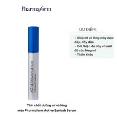 Tinh Chất Dưỡng Mi và Lông Mày Pharmaform Active Eyelash Serum 5ml - Hỗ Trợ Mọc Dày, Khỏe Mạnh, Thúc Đẩy Tăng Trưởng Lông Mi