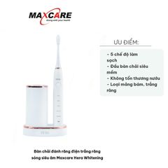 Bàn Chải Đánh Răng Điện Maxcare Hera Whitening - Sóng Siêu Âm 5 Chế Độ, Cảm Biến Áp Suất, Khử Khuẩn UV-C, Dành Cho Người Lớn