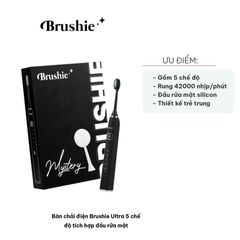 Bàn Chải Điện Brushie Ultra 5 Chế Độ Kết Hợp Đầu Rửa Mặt - Công Nghệ Sonic 42,000 Rung/phút, Lý Tưởng Cho Răng Khỏe Và Da Nhạy Cảm