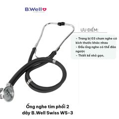 Ống Nghe Tim Phổi 2 Dây B.Well Swiss WS-3 - Thiết Bị Chẩn Đoán Tim Mạch Chất Lượng Cao