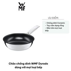 Chảo chống dính WMF Durado 28cm - Dùng cho mọi loại bếp, chịu nhiệt 400°C, thiết kế inox sang trọng, bề mặt ceramic chống dính bền lâu