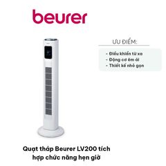 Quạt Tháp Beurer LV200 - Quạt Tích Hợp Hẹn Giờ, Điều Khiển Từ Xa, 3 Tốc Độ & Chế Độ - Mẫu Quạt Điện Yên Tĩnh, Thông Minh, Nhiệt Độ LED